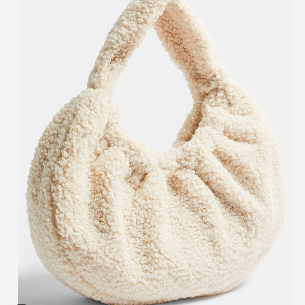 Topshop Off-White Borg Scrunchie Bag